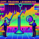 Create an image illustrating the concept of 100x leverage in crypto trading, featuring a detailed comparison between a trader using 1x leverage and another using 100x leverage. Show the potential profits and losses side by side, with a crypto market graph in the background, highlighting the volatility. Include visual elements like a magnifying glass emphasizing small price movements and a balancing scale to represent the risk and reward factors.