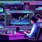 Create a detailed digital illustration of a modern, sleek trading platform on a computer screen labeled PrimeXBT. The scene should show various financial charts, graphs, and data indicators, highlighting margin trading activities. In the foreground, a confident trader is seen focusing on the screen, with a cup of coffee and some trading notes on the desk. The background should give the feel of a high-tech, sophisticated workspace, emphasizing the theme of maximizing investments through advanced trading tools. Add a few elements that symbolize financial growth, such as upward-pointing arrows and growing stacks of coins.