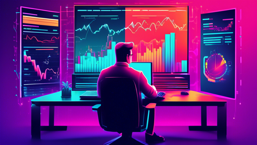 A detailed infographic illustrating the 3AC Margin Strategy in investment, featuring graphs, charts, and a professional investor analyzing data on a computer screen, with icons of rising stocks and financial metrics in the background.