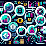 Create a digital illustration that showcases various top cryptocurrency exchange platforms, each represented by their unique logos. Arrange these platforms in a dynamic and eye-catching display, integrating elements such as financial charts, uptrend arrows, and magnifying glasses to signify leverage and analysis. Use a sleek, modern design with a tech-savvy aesthetic.