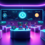 Create a digital illustration showcasing the top cryptocurrency exchanges for margin trading in 2023. Include recognizable logos of leading exchanges like Binance, Coinbase, Kraken, and Bitfinex. The scene should depict a futuristic trading room with holographic screens displaying charts, graphs, and exchange interfaces. Traders with VR headsets and advanced tech gadgets passionately engaged in trading activities should be featured. Incorporate a dynamic and modern aesthetic to reflect the cutting-edge nature of the cryptocurrency market.