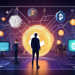 Create an image that depicts the dynamic and futuristic intersection of cryptocurrency trading and decentralized finance (DeFi). Illustrate a high-tech, di