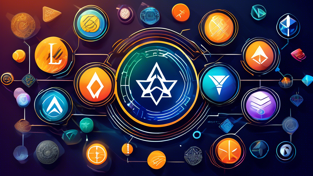 A dynamic and modern digital illustration showcasing a diverse array of altcoins in a polished cryptocurrency market setting. Include popular altcoins like