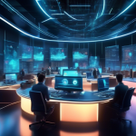 Create a futuristic digital scene showcasing a bustling crypto trading floor powered by advanced holographic interfaces. The main focus should be on the So