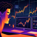 An educational illustration depicting the concept of crypto trading using trendlines, featuring a digital chart on a computer screen with upward and downwa