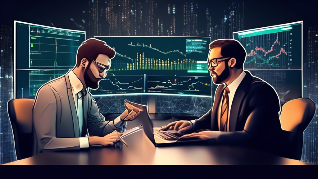 Create an image that illustrates the concept of Decoding Success by comparing crypto trading with traditional professional trading strategies. The scene sh