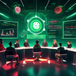 Create an image of a futuristic digital classroom filled with a diverse group of individuals wearing virtual reality headsets, all engaged in a crypto trad