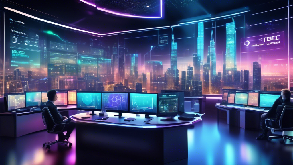 Create a visually captivating image of a futuristic digital trading desk, where multiple screens display colorful graphs and charts representing various cr