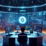 Create an image depicting a futuristic cryptocurrency trading room filled with multiple digital screens displaying fluctuating crypto charts and graphs. In