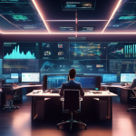 Create an image depicting a futuristic, high-tech trading room where a diverse group of expert traders are intensely focused on multiple transparent digita