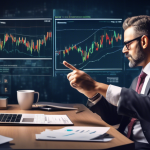 Create an image that visually explains the concept of margin trading fees in the stock market. Depict a financial advisor sitting at a desk with charts, gr