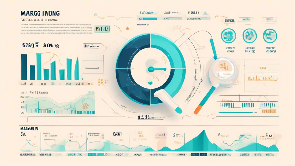 Create an image that depicts a beginner-friendly guide to margin trading in the style of an informative infographic. The central focus should be a clean, o